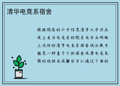 清华电竞系宿舍