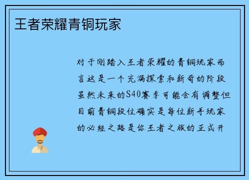 王者荣耀青铜玩家